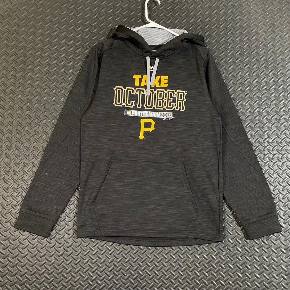 Majestic Take October P Postseason 2015 MLB Black Yellow Hoodie Pullover S